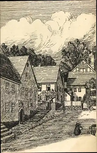 Künstler Ak Bad Blankenburg in Thüringen, Hinter der Kirche