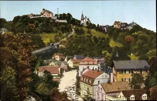 Ak Dresden Loschwitz Weißer Hirsch, Blick zum Luisenhof, Drahtseilahn