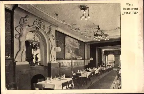 Ak Berlin Mitte, Weinrestaurant Traube, Speisesaal, Leipziger Straße 117, Innenansicht