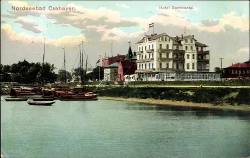 Ak Nordseebad Cuxhaven, Hotel Continental, Boote