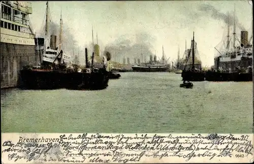 Ak Bremerhaven, Hafen, Dampfer