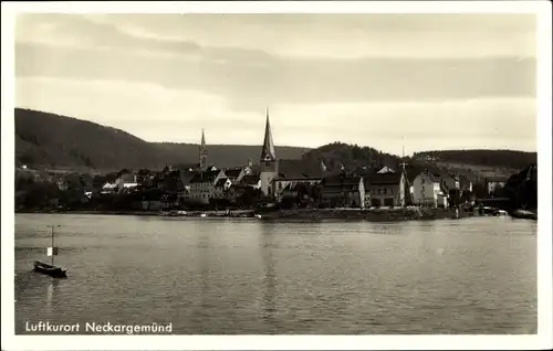 Ak Neckargemünd am Neckar, Blick aufs Wasser und Ort, Boot