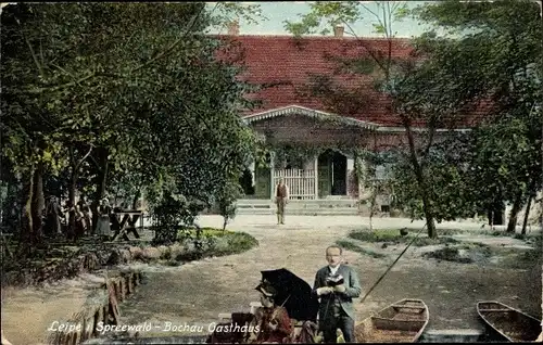 Ak Leipe Lübbenau im Spreewald, Bochau Gasthaus, Boote