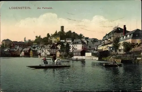 Ak Bad Lobenstein in Thüringen, Am Parkteich, Tretboot