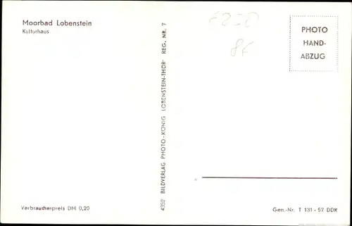 Ak Bad Lobenstein in Thüringen, Blick auf das Kulturhaus