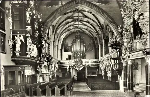 Ak Schleiz im Vogtland Thüringen, Bergkirche, Inneres, Orgel