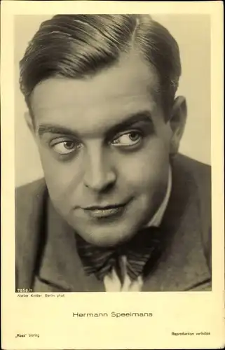Ak Schauspieler Hermann Speelmans, Portrait