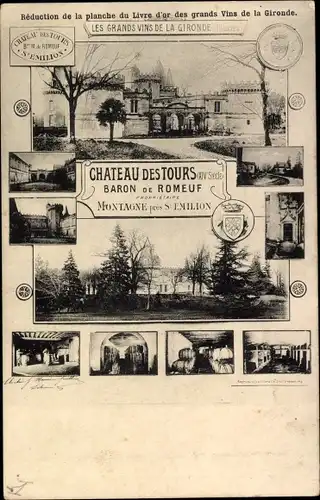 Ak Saint Emilion Gironde, Chateau des Tours, Baron de Romeuf, Schloss