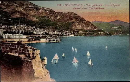 Ak Monte Carlo Monaco, Vue générale, Les Régates