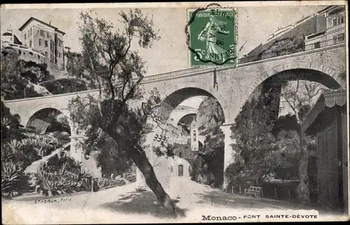 Ak Monaco, Pont Sainte Dévote, Brücke, Blick von unten