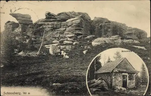 Ak Wangenbourg Engenthal Wangenburg Elsass Bas Rhin, Schneeberg, Schutzhütte