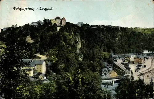 Ak Wolkenstein im Erzgebirge, Teilansicht vom Ort, Wald