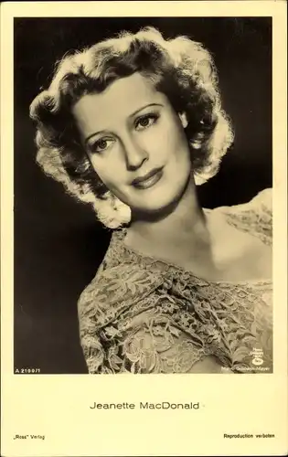 Ak Schauspielerin Jeanette MacDonald, Portrait, Metro Goldwyn Mayer