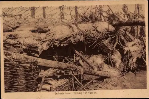 Ak Verdun Meuse, Eroberte französische Stellung, I WK