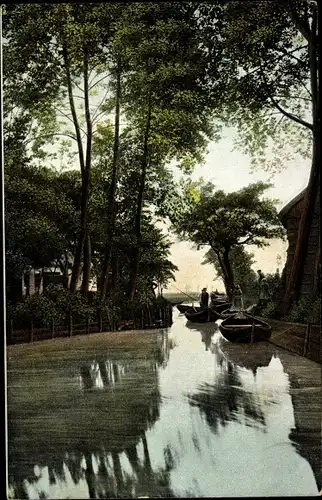 Ak Giethoorn Overijssel Niederlande, Flusspartie, Ruderboote
