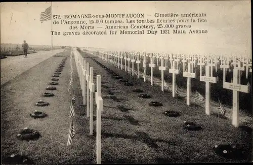 Ak Romagne sous Montfaucon Lothringen Meuse, Cimetière américain de l'Argonne