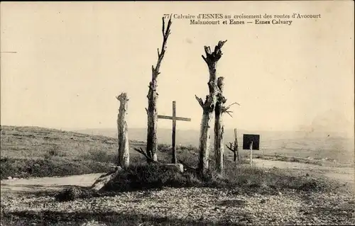 Ak Malancourt Lothringen Meuse, Esnes Calvary