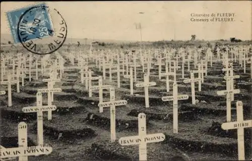 Ak Fleury Aisne, Cimetiere