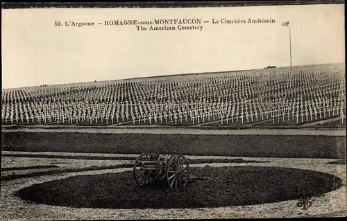 Ak Romagne sous Montfaucon Lothringen Meuse, Cimetière américain