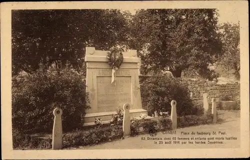 Ak Dinant Wallonien Namur, Place du faubourg St. Paul, Monument