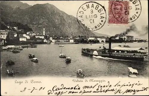 Ak Lago di Como Lombardia, Veduta de Menaggio