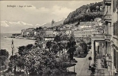 Ak Bellagio Lago di Como Lombardia, Teilansicht vom Ort
