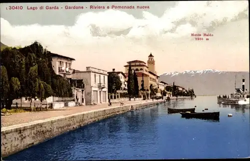 Ak Gardone Riviera Lombardia, Riviera e Pomenada nuova, Monte Baldo