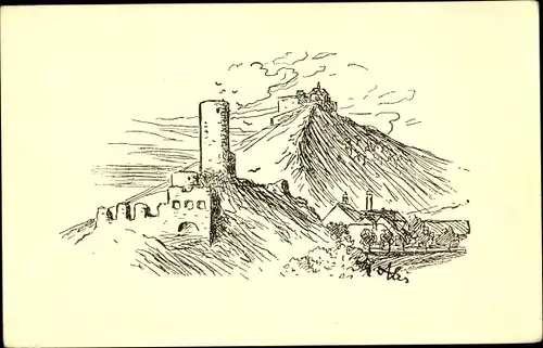 Künstler Ak Ales, M., Točník Totschnik Mittelböhmen, Burg Žebrák