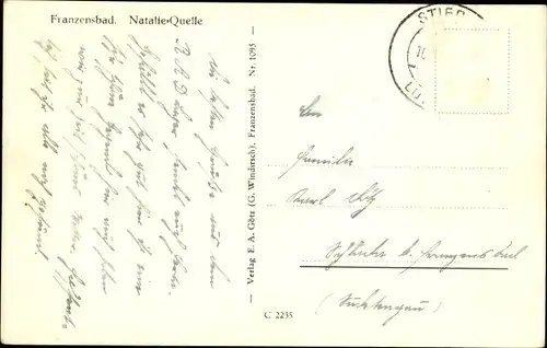 Ak Františkovy Lázně Franzensbad Region Karlsbad, Natalie Quelle