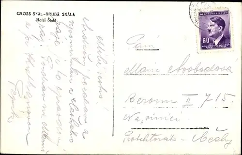 Ak Hrubá Skála Groß Skal Region Reichenberg, Hotel Stekl