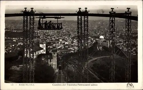 Ak Barcelona Katalonien Spanien, Cumbre del Tibidabo Ferrocarril aereo