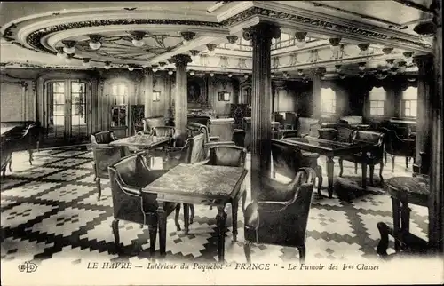 Ak Paquebot France, CGT, Le Fumoir des 1res Classes