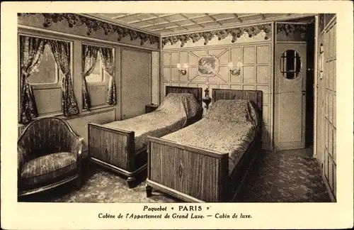 Ak Paquebot Paris de la CGT, French Line, Cabin de l'Appartement de Grand Luxe