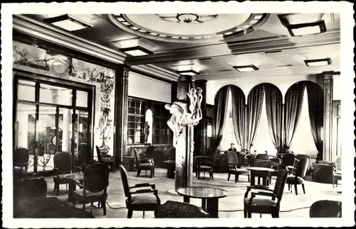 Ak Paquebot Liberté, CGT French Line, Transatlantique, Bibliothèque 1re Classe