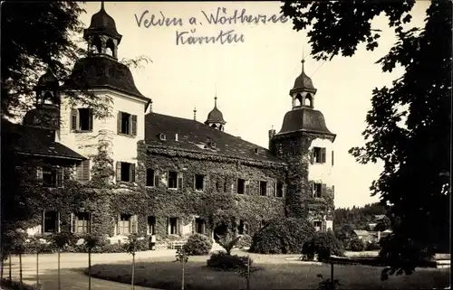 Ak Velden am Wörthersee in Kärnten, Schloss von der Parkseite