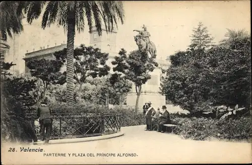 Ak Valencia Stadt Spanien, Parterre y Plaza del Principe Alfonso
