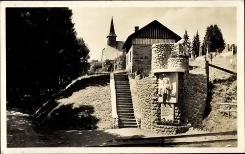 Ak Staré Hamry Althammer Mährisch Schlesien, Gebäude, Treppen, Statue