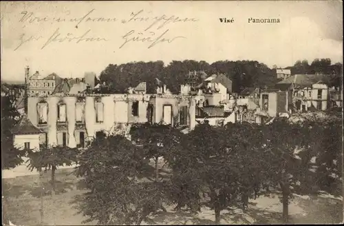 Ak Visé Wallonien Lüttich, Panorama der zerstörten Stadt, Kriegszerstörung 1. WK