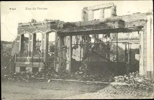Ak Visé Wallonien Lüttich, Rue du Perron, Kriegszerstörung 1. WK