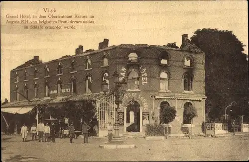 Ak Visé Wallonien Lüttich, Grand Hotel, Kriegszerstörung 1. WK