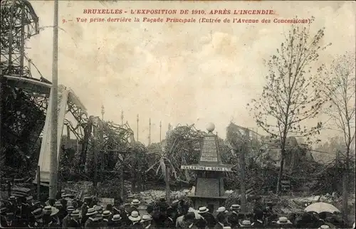 Ak Bruxelles Brüssel, Exposition 1910, Apres l'Incendie, Facade Principale