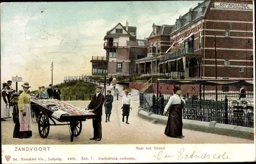 Ak Zandvoort Nordholland Niederlande, Naar het Strand