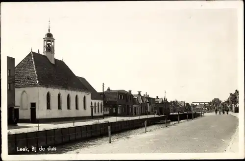 Ak Leek Groningen Niederlande, Bij de sluis