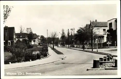 Ak Winsum Groningen Niederlande, Stationsweg