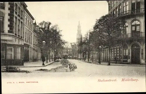 Ak Middelburg Zeeland Niederlande, Stationstraat