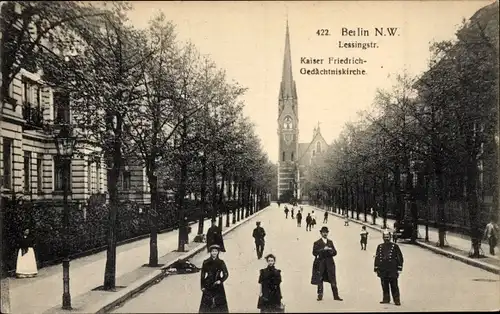 Ak Berlin Tiergarten, Kaiser Friedrich Gedächtniskirche, Lessingstraße
