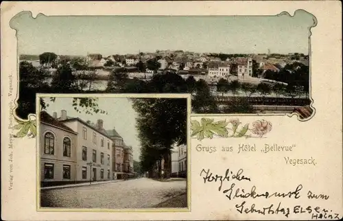 Ak Vegesack Bremen, Hotel Bellevue, Straßenansicht, Panorama vom Ort