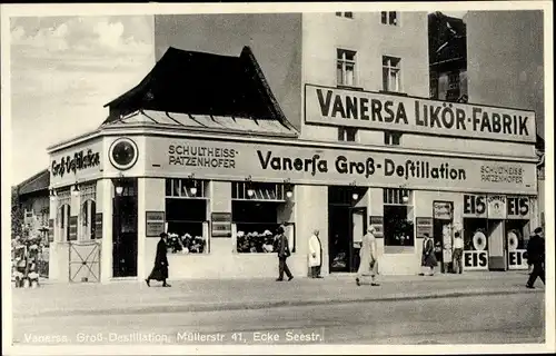 Ak Berlin Wedding, Vanersa Likörfabrik, Großdestillation, Müllerstraße 4, Ecke Seestraße