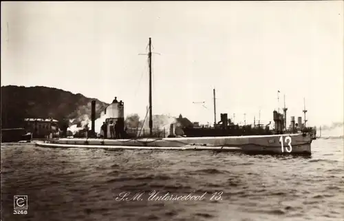 Ak Deutsches U Boot, Unterseeboot, SM U 13, Kaiserliche Marine