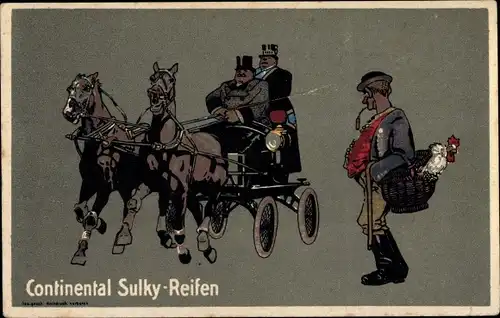 Ak Reklame, Continental Sulky Reifen, Kutsche, Continental AG Hannover